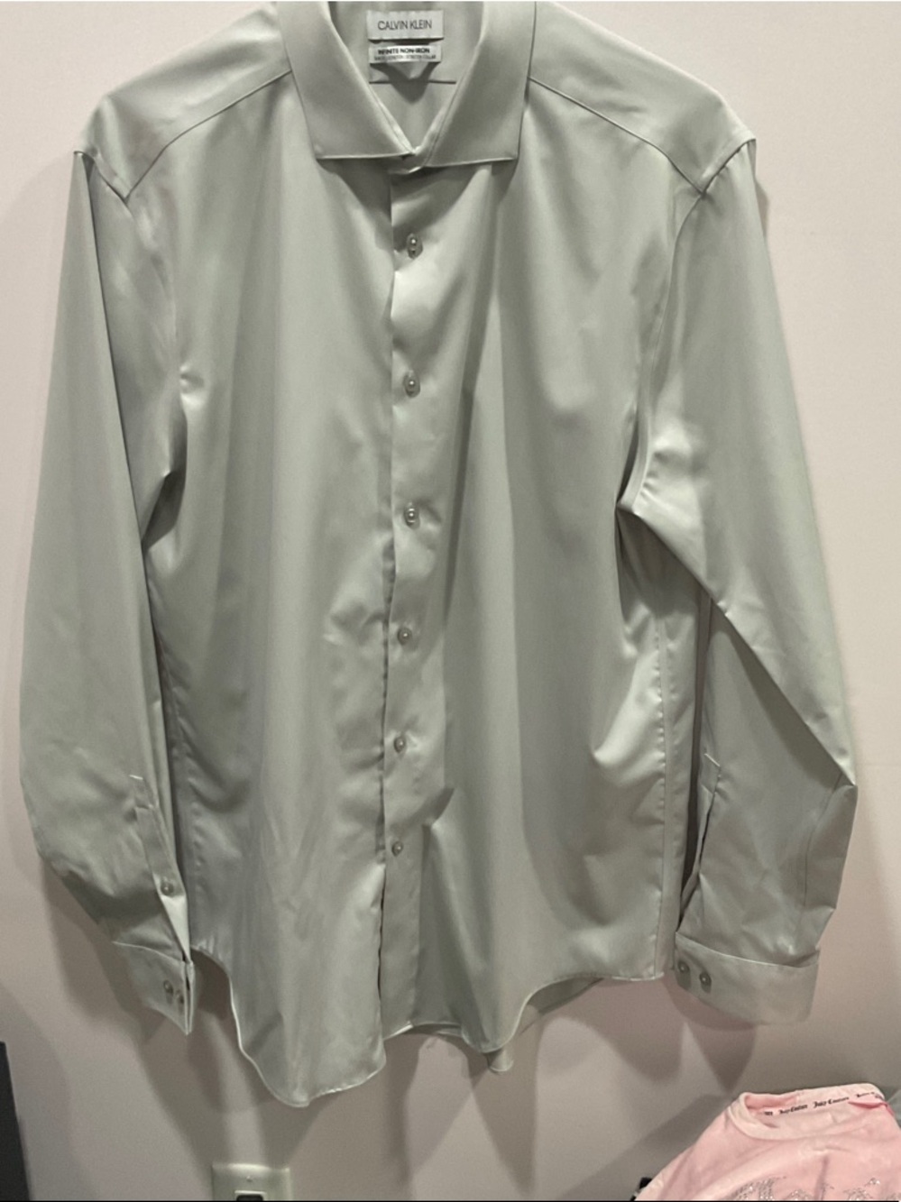 Calvin Klein Men's Light Sage Green Dress Shirt